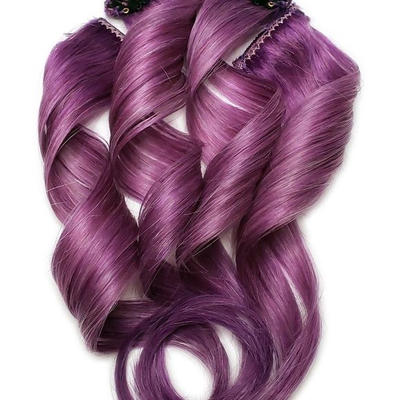 Double Drawn Remy Clip in Human Hair Extensions Colored Intense Purple - Picture 2 of 4